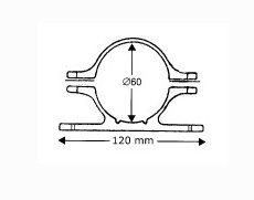 Aluminium skiltebeslag for rør 60 mm.