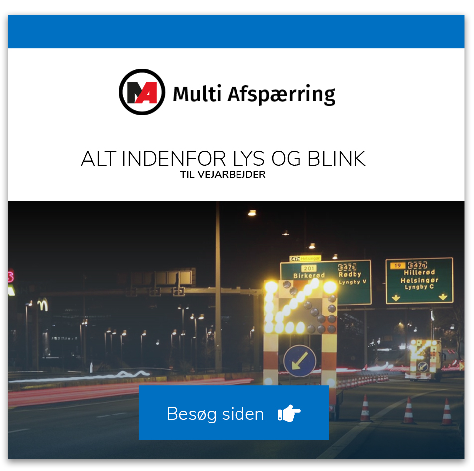 Multi Afspærring er i dag en førende virksomhed inden for lysreguleringer, løbelys, lys-pile, tavlevogne og andre blink til vejarbejde.